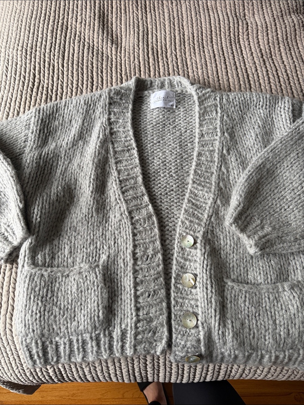 Chicwish Light Gray Chunky Knit Cardigan with Pockets